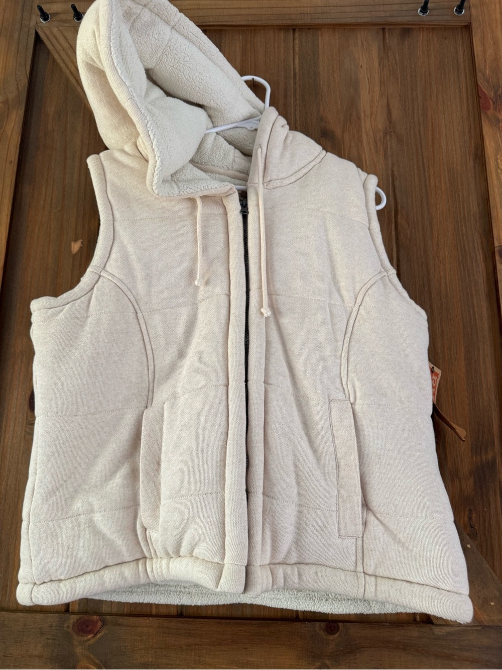 Ruff Hewn Cream Sherpa-Lined Hooded Vest